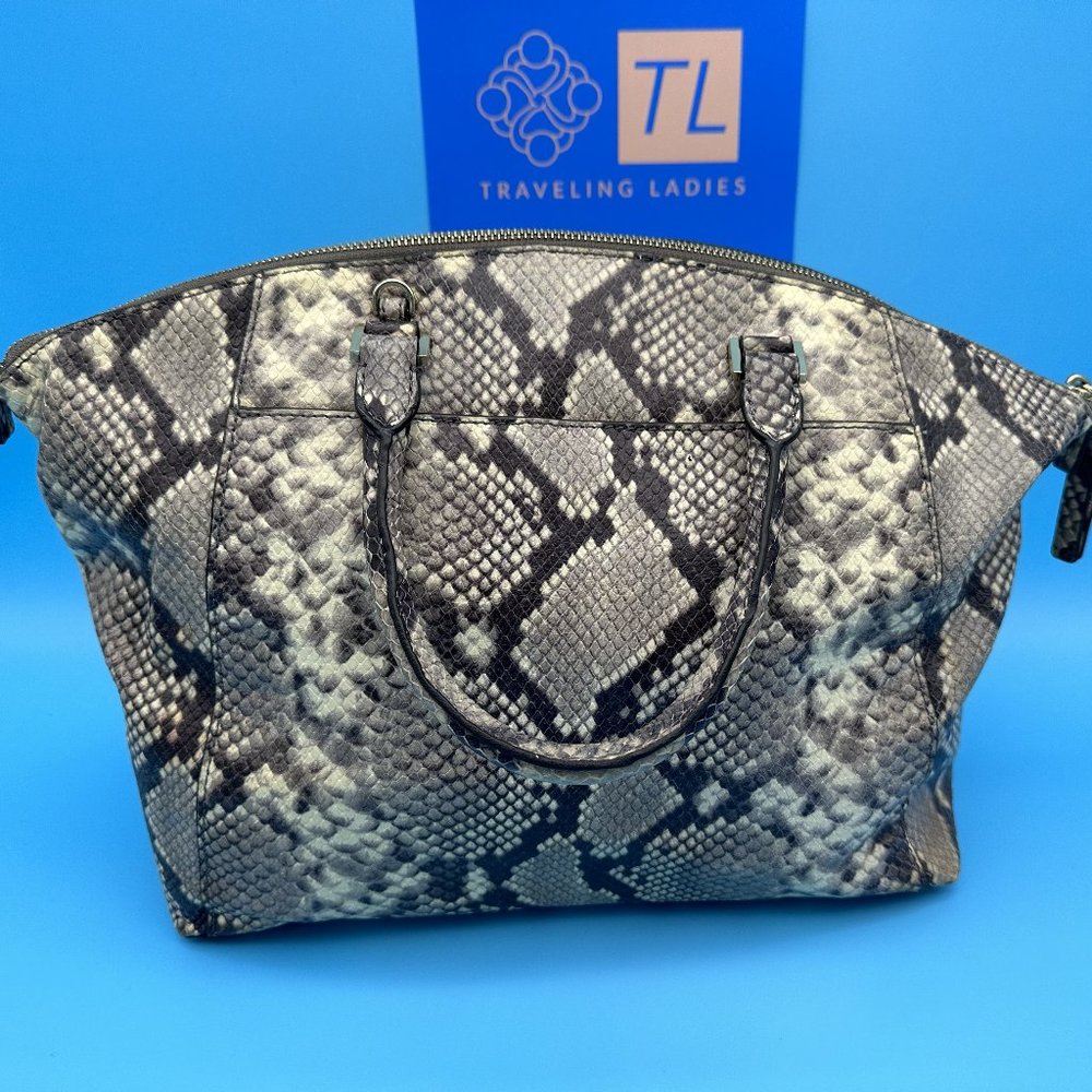 441. Michael Kors Riley Snakeskin Handbag - Picture 6 of 14